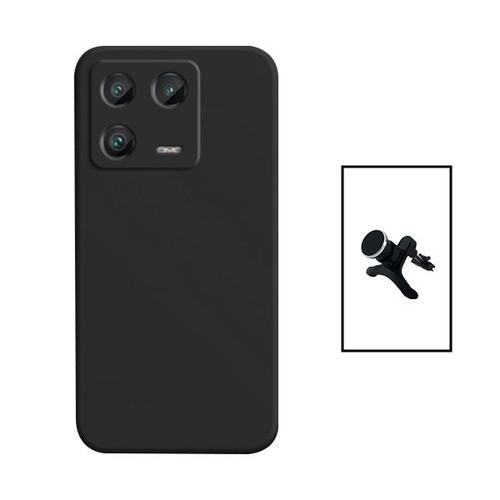 Kit Support Magnétique Renforcé De Voiture + Coque Silicone Liquide Pour Xiaomi 13 - Noir