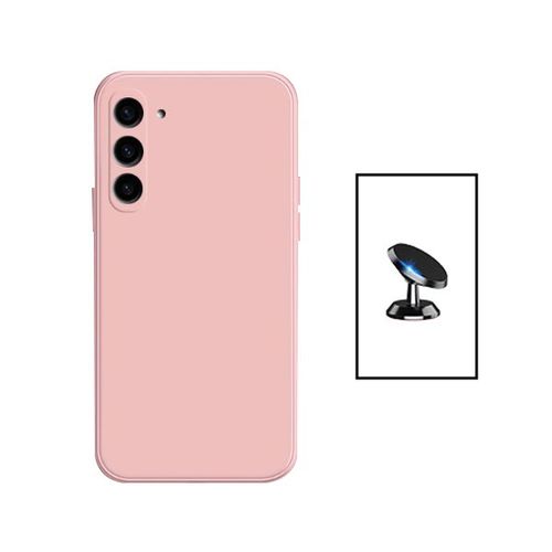 Kit Support Magnétique De Voiture + Coque Silicone Liquide Pour Samsung Galaxy A34 5g - Rose