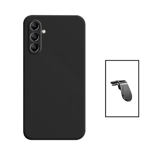 Kit Support Magnétique L Safe Driving Voiture + Coque Silicone Liquide Pour Samsung Galaxy A34 5g - Noir