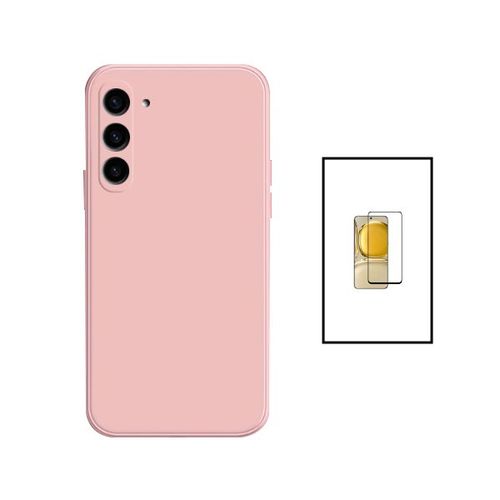 Kit Film Verre Trempé 5d Full Cover + Coque Silicone Liquide Pour Samsung Galaxy A34 5g - Rose