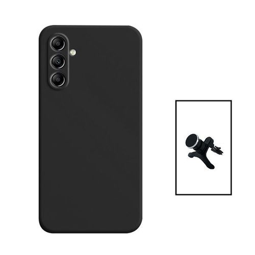 Kit Support Magnétique Renforcé De Voiture + Coque Silicone Liquide Pour Samsung Galaxy A34 5g - Noir