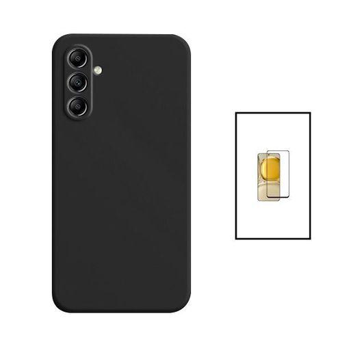 Kit Film Verre Trempé 5d Full Cover + Coque Silicone Liquide Pour Samsung Galaxy A34 5g - Noir