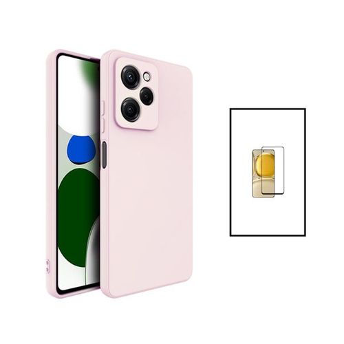 Kit Film Verre Trempé 5d Full Cover + Coque Silicone Liquide Pour Xiaomi Poco X5 Pro - Rose