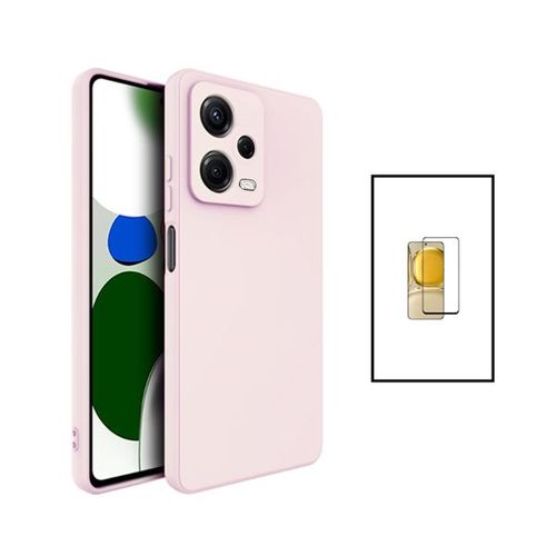 Kit Film Verre Trempé 5d Full Cover + Coque Silicone Liquide Pour Xiaomi Poco X5 - Rose