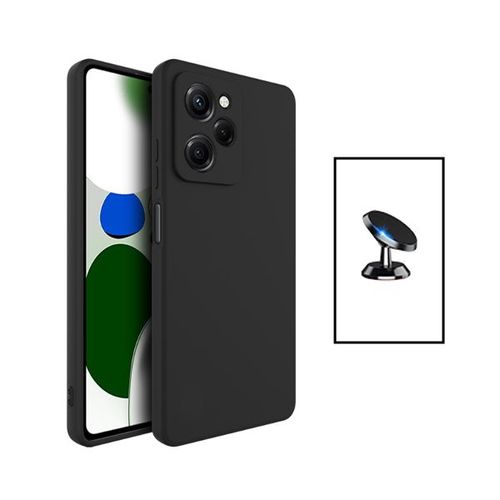 Kit Support Magnétique De Voiture + Coque Silicone Liquide Pour Xiaomi Poco X5 Pro - Noir