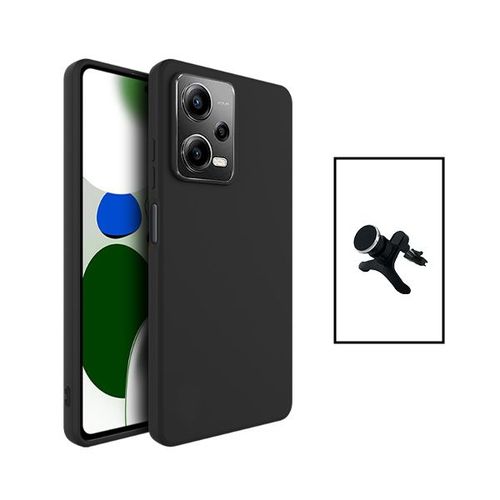 Kit Support Magnétique Renforcé De Voiture + Coque Silicone Liquide Pour Xiaomi Poco X5 - Noir