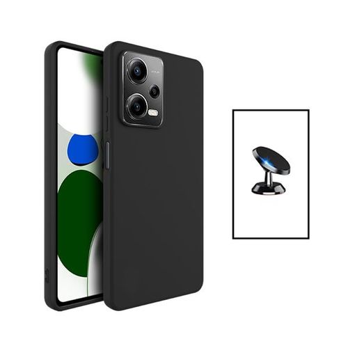 Kit Support Magnétique De Voiture + Coque Silicone Liquide Pour Xiaomi Poco X5 - Noir