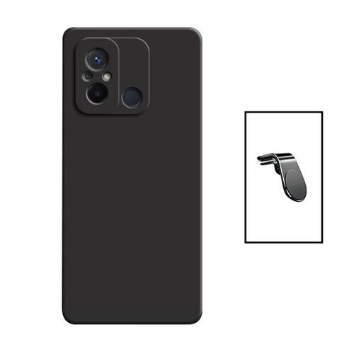 Kit Support Magnétique L Safe Driving Voiture + Coque Silicone Liquide Pour Xiaomi Redmi 12c - Noir