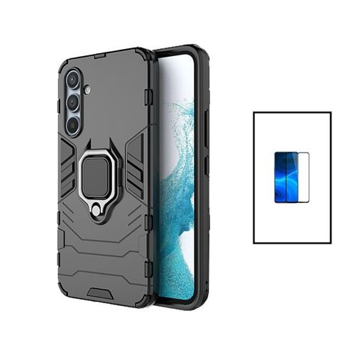 Kit Film Verre Trempé 5d Full Cover + Coque 3x1 Military Defender Pour Samsung Galaxy A14 - Noir