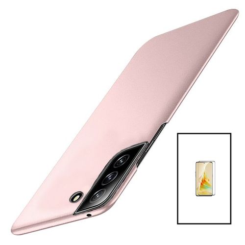 Kit Film Verre Trempé 5d Full Cover + Coque Slimshield Pour Samsung Galaxy S23 - Rose