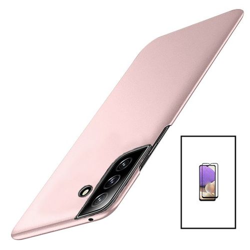 Kit Film Verre Trempé 5d Full Cover + Coque Slimshield Pour Samsung Galaxy A14 5g - Rose
