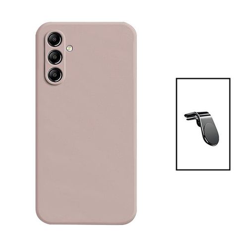 Kit Support Magnétique L Safe Driving Voiture + Coque Silicone Liquide Pour Samsung Galaxy A24 4g - Rose
