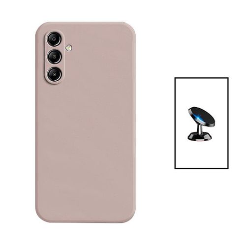 Kit Support Magnétique De Voiture + Coque Silicone Liquide Pour Samsung Galaxy A24 4g - Rose