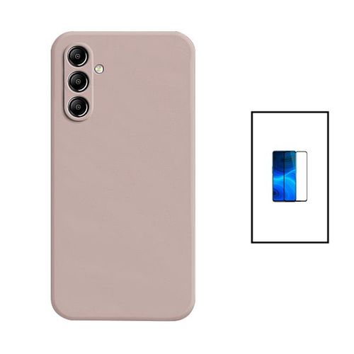 Kit Film Verre Trempé 5d Full Cover + Coque Silicone Liquide Pour Samsung Galaxy A24 4g - Rose