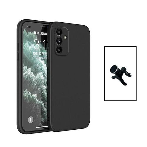 Kit Support Magnétique Renforcé De Voiture + Coque Silicone Liquide Pour Samsung Galaxy A24 4g - Noir