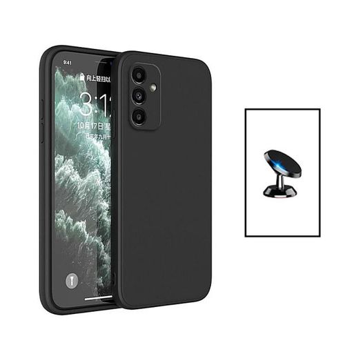 Kit Support Magnétique De Voiture + Coque Silicone Liquide Pour Samsung Galaxy A24 4g - Noir