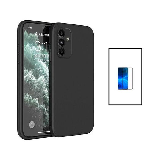 Kit Film Verre Trempé 5d Full Cover + Coque Silicone Liquide Pour Samsung Galaxy A24 4g - Noir