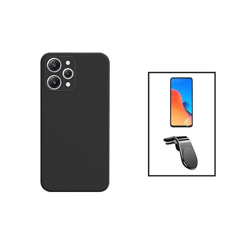Kit Film Hydrogel Full Cover Avant + Coque Silicone Liquide + Support Magnétique L Safe Driving Voiture Pour Xiaomi Redmi 12 - Noir