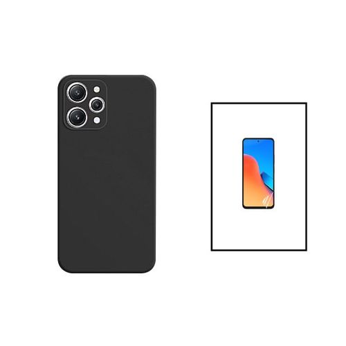 Kit Film Hydrogel Full Cover Avant + Coque Silicone Liquide Pour Xiaomi Redmi 12 - Noir