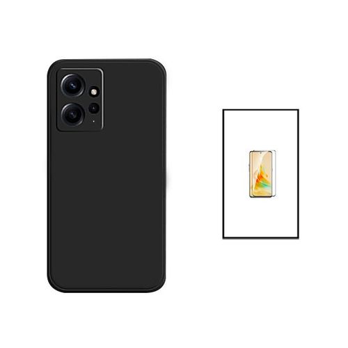 Kit Film Verre Trempé 5d Full Cover + Coque Silicone Liquide Pour Xiaomi Redmi Note 12 4g - Noir