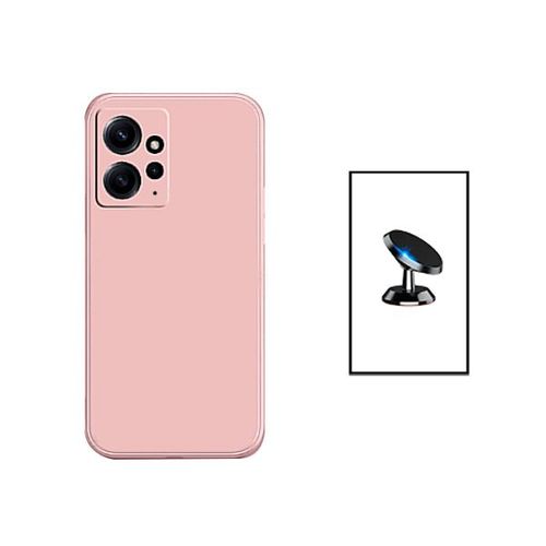 Kit Support Magnétique De Voiture + Coque Silicone Liquide Pour Xiaomi Redmi Note 12 4g - Rose