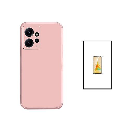 Kit Film Verre Trempé 5d Full Cover + Coque Silicone Liquide Pour Xiaomi Redmi Note 12 4g - Rose