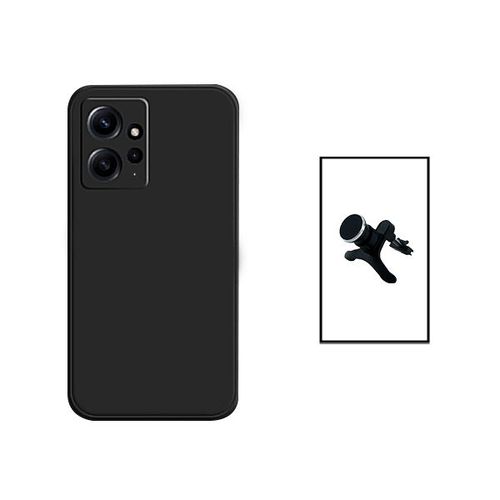 Kit Support Magnétique Renforcé De Voiture + Coque Silicone Liquide Pour Xiaomi Redmi Note 12 4g - Noir