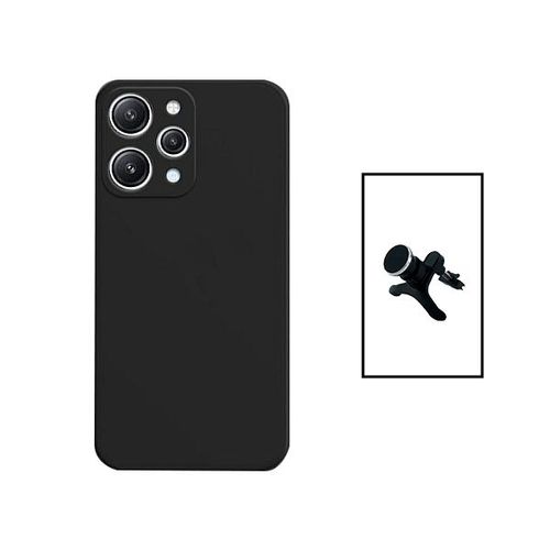 Kit Support Magnétique Renforcé De Voiture + Coque Silicone Liquide Pour Xiaomi Redmi 12 - Noir