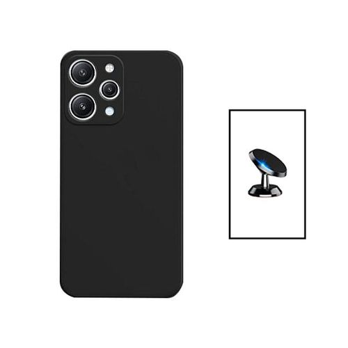 Kit Support Magnétique De Voiture + Coque Silicone Liquide Pour Xiaomi Redmi 12 - Noir