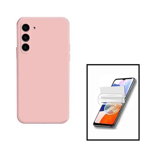 Kit Film Hydrogel Full Cover Avant + Coque Silicone Liquide Pour Samsung Galaxy A34 5g - Rose