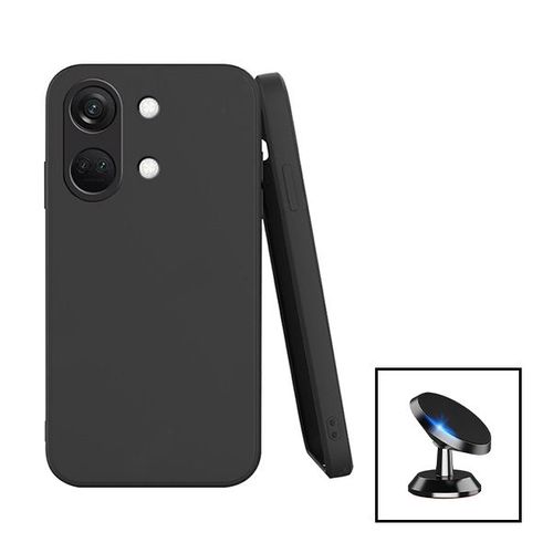Kit Support Magnétique De Voiture + Coque Silicone Liquide Pour Oneplus Ace 2v - Noir