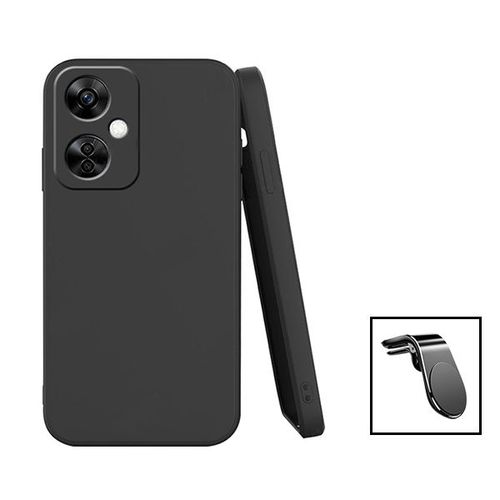 Kit Support Magnétique L Safe Driving Voiture + Coque Silicone Liquide Pour Oneplus Nord N30 - Noir
