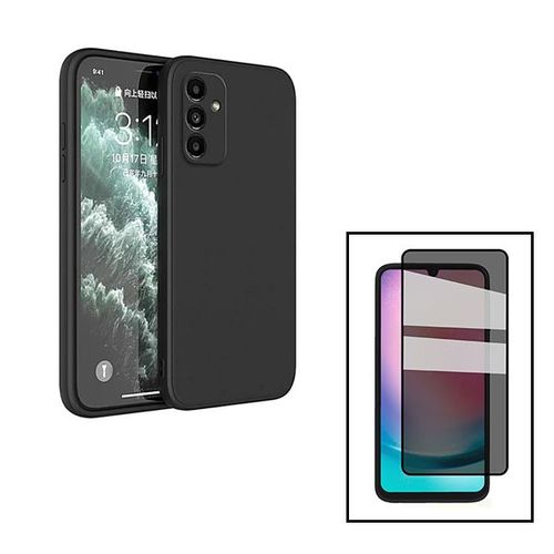 Kit Film Verre Trempé 5d Anti-Spy + Coque Silicone Liquide Pour Samsung Galaxy A24 4g - Noir