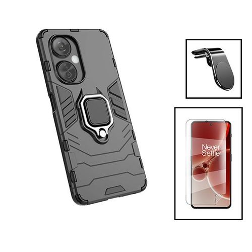 Kit Film Hydrogel Full Cover Avant + Coque 3x1 Military Defender + Support Magnétique L Safe Driving Voiture Pour Oneplus Nord N30 - Noir