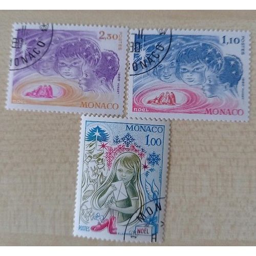 3 Timbres Neufs Oblitérés Monaco , Consacrés À Noël.