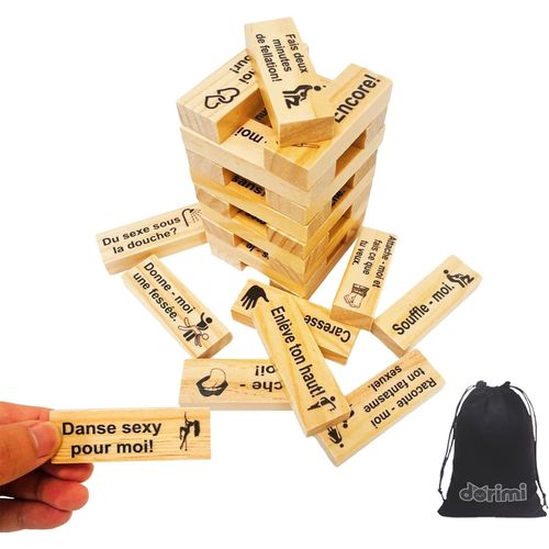 Eryi-Jeu De Tour De Blocs Coquins 48 Pièces, Jenga Adulte Coquin Français, Jeu D'empilage Pour Couples, Hot Jenga Mariage, Sensuel Et Amusant (48 Pcs)