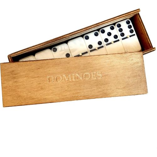Eryi-Jeu Traditionnel De Dominos Double Six, 28 Pièces Plus Boîte En Bois Et Couvercle Coulissant