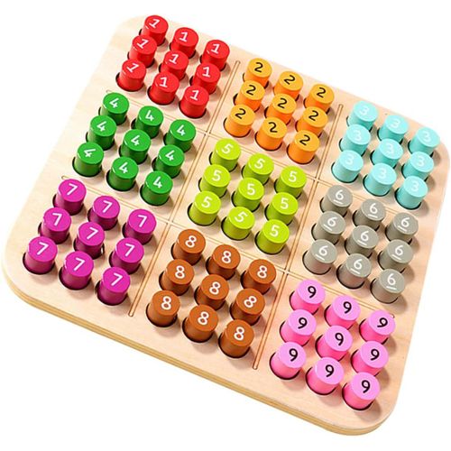 Eryi-1 Ensemble Casse-Tête Puzzles En Bois Coloré Panneau Perforé Jouet Adulte Et Enfant Mathématiques Sudoku