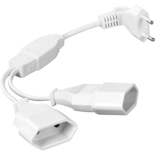 rallonges d'alimentation, 30cm 2 en 1 Câble d'extension de Prise d'extension EU, 0,75 mm² Max. 2.5A/250V Fiche Euro vers Prise Euro pour Ordinateur, TV, PC, Blanc