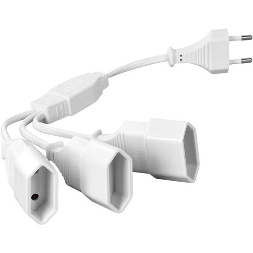 rallonges d'alimentation, 30cm 3 en 1 Câble d'extension de Prise d'extension EU, 0,75 mm² Max. 2.5A/250V Fiche Euro vers Prise Euro pour Ordinateur, TV, PC, Blanc
