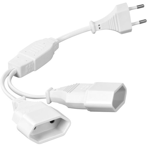 rallonges d'alimentation, 30cm 2 en 1 Câble d'extension de Prise d'extension EU, 0,75 mm² Max. 2.5A/250V Fiche Euro vers Prise Euro pour Ordinateur, TV, PC, Blanc.