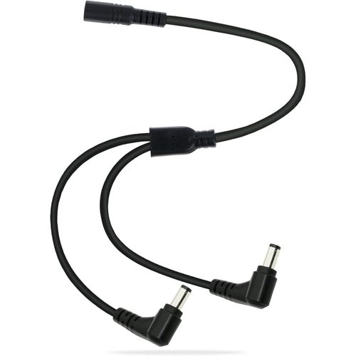 Câble répartiteur CC 1 Femelle vers 2 mâles à Angle Droit, 12V DC 5.5mm X 2.1mm Y Splitter Adppter Câble d'extension Femelle à 90 degrés mâle 0,7 m (1 à 2 Voies à Angle Droit)