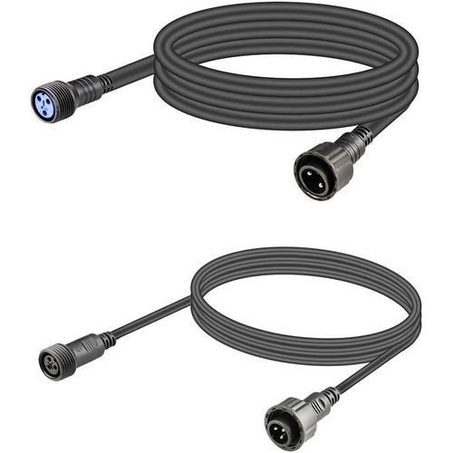 Cables DMX Fil de Câble étanche, Cable DMX Exterieur 2m + Câble Alimentation ip65 2m, Waterproof Extension Cable Outdoor avec Connecteurs Mâles et Femelles pour Connecteur Etanche DMX Projecteur LED