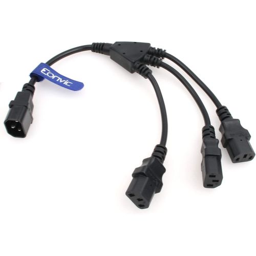 Câble d'alimentation répartiteur Y IEC 320 C14 mâle vers 3 x C13 femelle 0,3 m Noir pour ordinateurs, serveurs et équipements similaires