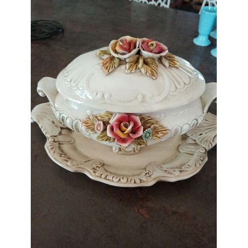 Soupière Avec Plat Porcelaine Italienne Très Bon État