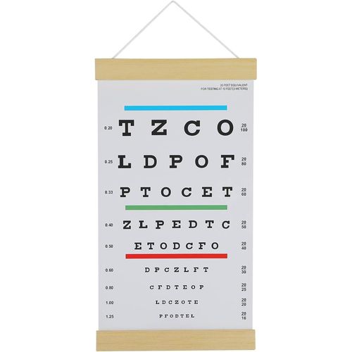 ERYI-Snellen Lot De 3 Tableaux Oculaires Pour Examens De La Vue Avec Cadre En Bois Pour Décoration Murale, Toile De 38,1 X 20,3 Cm, Tableau Basse Vision Pour Enfants (1 Paquet De 3 M)