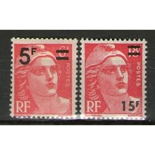 Marianne De Gandon Avec Surcharge La Paire Année 1949 Et 1954 N° 827 968 Yvert Et Tellier Luxe