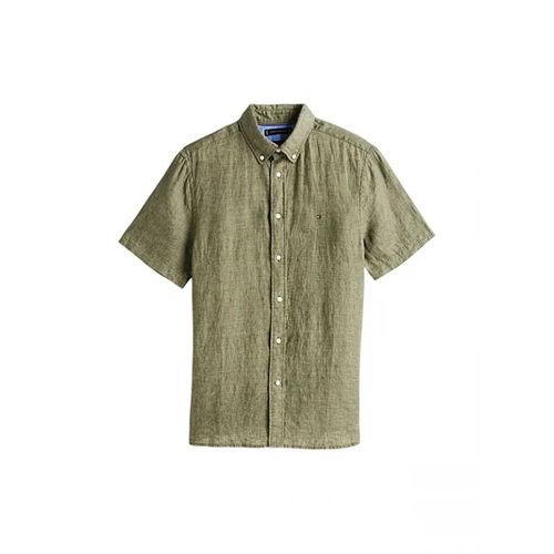 Tommy Hilfiger - Chemise Manches Courtes En Lin - Kaki