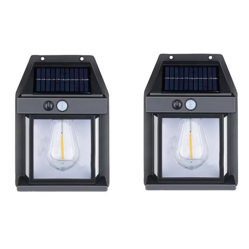 " Pièces Led Applique Murale Solaire Capteur De Mouvement Lumière Extérieure Lampe De Jardin Noir -Ouragan X "