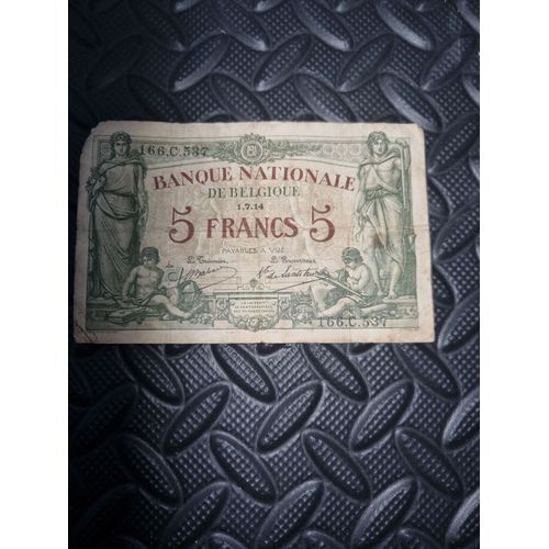 Ancien Billet 5 Francs Belgique De 1921